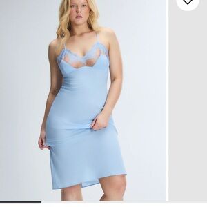 Savage X Fenty Blue & Tan Lacestruck Sleep Slip